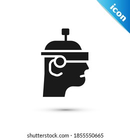 Grey Smart glasses mounted on spectacles icon isolated on white background. Wearable electronics smart glasses with camera and display.  Vector