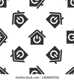 Grey Smart home icon isolated seamless pattern on white background. Remote control. Vector Illustration