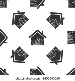 Grey Smart home icon isolated seamless pattern on white background. Remote control. Vector Illustration