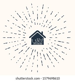 Grey Smart home icon isolated on beige background. Remote control. Abstract circle random dots. Vector Illustration