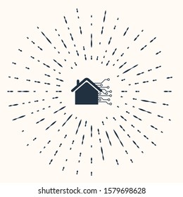 Grey Smart home icon isolated on beige background. Remote control. Abstract circle random dots. Vector Illustration