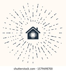 Grey Smart home icon isolated on beige background. Remote control. Abstract circle random dots. Vector Illustration