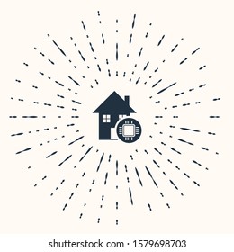 Grey Smart home icon isolated on beige background. Remote control. Abstract circle random dots. Vector Illustration