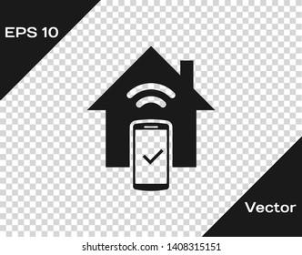 Grey Smart home - remote control system icon isolated on transparent background. Vector Illustration