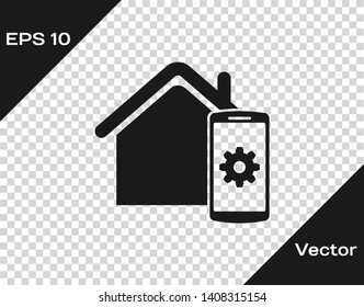 Grey Smart home - remote control system icon isolated on transparent background. Vector Illustration