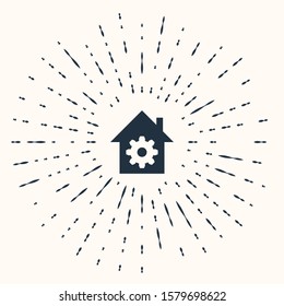 Grey Smart home settings icon isolated on beige background. Remote control. Abstract circle random dots. Vector Illustration