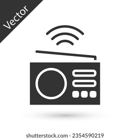 Grey Smart radio system icon isolated on white background. Internet of things concept with wireless connection.  Vector