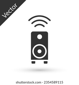 Grey Smart stereo speaker system icon isolated on white background. Sound system speakers. Internet of things concept with wireless connection.  Vector