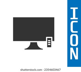 Icono gris Smart Tv aislado en fondo blanco. Cartel de televisión.  Ilustración vectorial