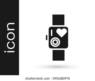 Gris Smart watch mostrando el icono de ritmo cardiaco aislado en fondo blanco. Concepto de aplicación de fitness.  Ilustración vectorial