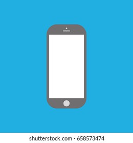 Grey Smartphone flat style front view with white screen icon vector eps10. Smartphone icon contact web sign.