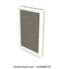 Grey smartphone stipple effect points. Touch pad icon. Tablet computer. Graphic 3D drawing. Abstract silver icon. Vector illustration.