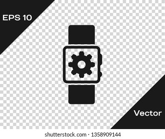 Grey Smartwatch setting icon isolated on transparent background. Smart watch settings. Vector Illustration