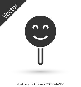 Grey Smile face icon isolated on white background. Smiling emoticon. Happy smiley chat symbol.  Vector