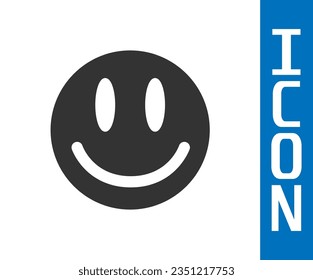 Grey Smile face icon isolated on white background. Smiling emoticon. Happy smiley chat symbol.  Vector