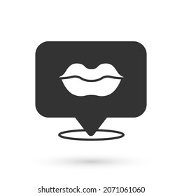Grey Smiling lips icon isolated on white background. Smile symbol.  Vector