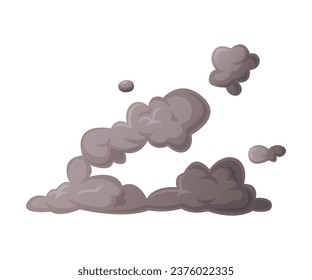 Grey Smoke Cloud and Dust Explosion Puff Vector Illustration