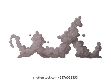 Grey Smoke Cloud and Dust Explosion Puff Vector Illustration