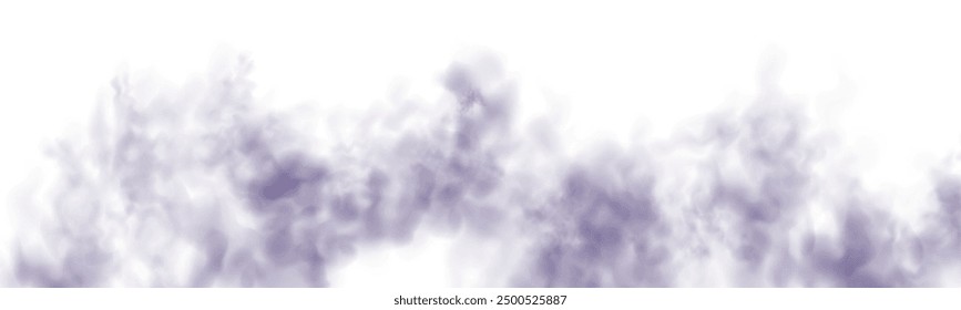 Grey smoke puff, white background and studio with no people with fog in the air. For used on light backgrounds. Transparency only in vector PNG format.	