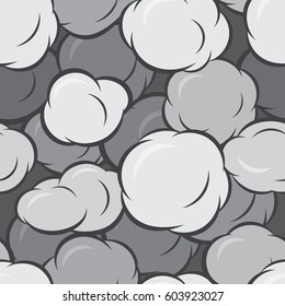 Grey Smoke Seamless Pattern. Pop Art Abstract Background. Vector Illustration In Cartoon Style Design For Textile, Wallpaper, Web, Fabric