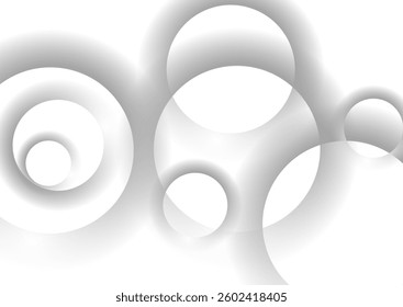 Grey smooth circles abstract geometric tech background. Vector minimal futuristic design
