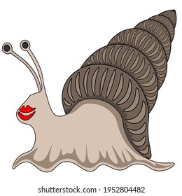 Grey snail, character cartoon isolated on white background.