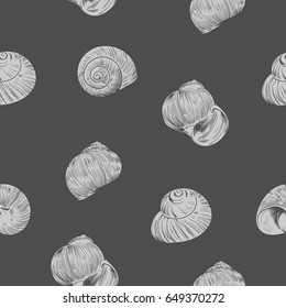 grey snail shell pattern in dark grey background