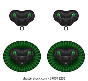 Grey snake head, vector illustration of snake head