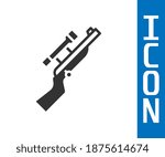 Grey Sniper rifle with scope icon isolated on white background.  Vector