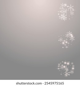 Grey Snow Vector Grey Background. White Subtle Flake Illustration. Elegant Snowflake Backdrop. Winter Snowstorm Postcard.