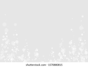Grey Snowfall Season Illustration. Holiday Snowfall Card. Transparent Card. Gray Snowflake Falling Pattern. Ice Light Design.