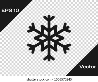 Grey Snowflake icon isolated on transparent background.  Vector Illustration