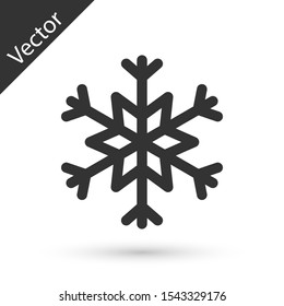 Grey Snowflake icon isolated on white background.  Vector Illustration