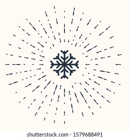 Grey Snowflake icon isolated on beige background. Abstract circle random dots. Vector Illustration