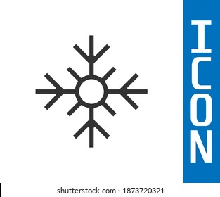 Graue Schneeflocke Symbol einzeln auf weißem Hintergrund. Frohe Weihnachten und glückliches neues Jahr.  Vektorgrafik
