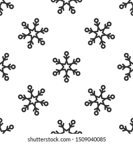Grey Snowflake icon isolated seamless pattern on white background.  Vector Illustration