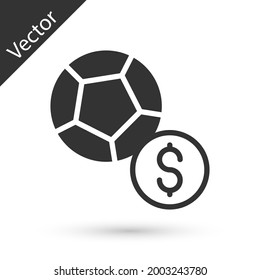Grey Soccer football ball icon isolated on white background. Sport equipment.  Vector