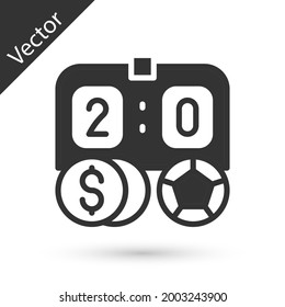 Grey Soccer Football Betting Money Icon Isolated On White Background. Football Bet Bookmaker. Soccer Betting Online Make Money.  Vector