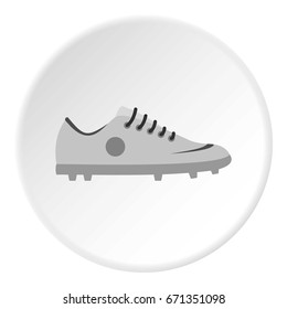 Grey soccer shoe icon in flat circle isolated vector illustration for web