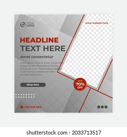 grey social media post template