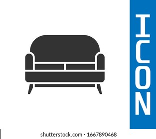 Grey Sofa icon isolated on white background.  Vector Illustration