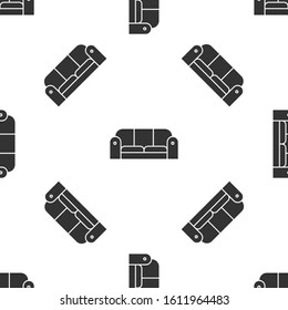 Grey Sofa icon isolated seamless pattern on white background.  Vector Illustration