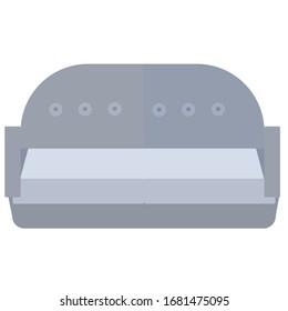 Sofá gris sobre un fondo blanco. Ilustración vectorial aislada en un estilo plano. De estilo retro. Mobiliario para apartamentos y oficinas. Para el diseño interior.