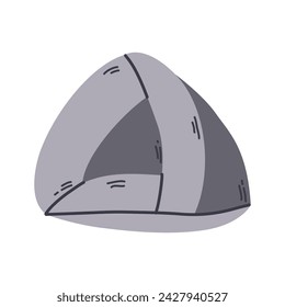 Grey soft round plush pet bed for pet shop. Stock illustration isolated on white background. Cat house vector.