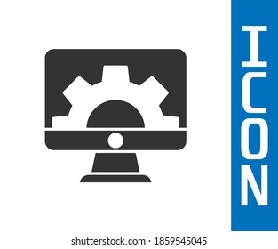 Grey Software, web development, programming concept icon isolated on white background. Programming language and program code on screen monitor.  Vector