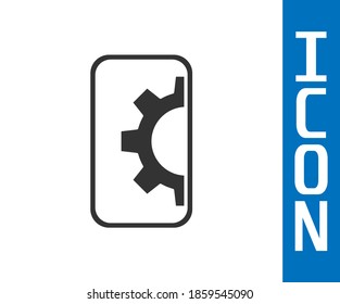 Grey Software, web development, programming concept icon isolated on white background. Programming language and program code on screen mobile.  Vector