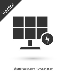 Grey Solar energy panel icon isolated on white background. Vector Illustration
