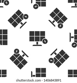 Grey Solar energy panel icon isolated seamless pattern on white background. Vector Illustration