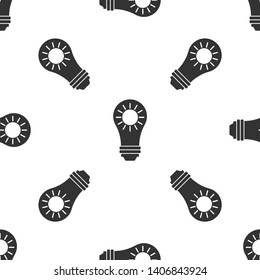 Grey Solar energy panel icon isolated seamless pattern on white background. Sun and light bulb. Vector Illustration