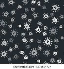 Grey Solar energy panel icon isolated seamless pattern on black background.  Vector Illustration